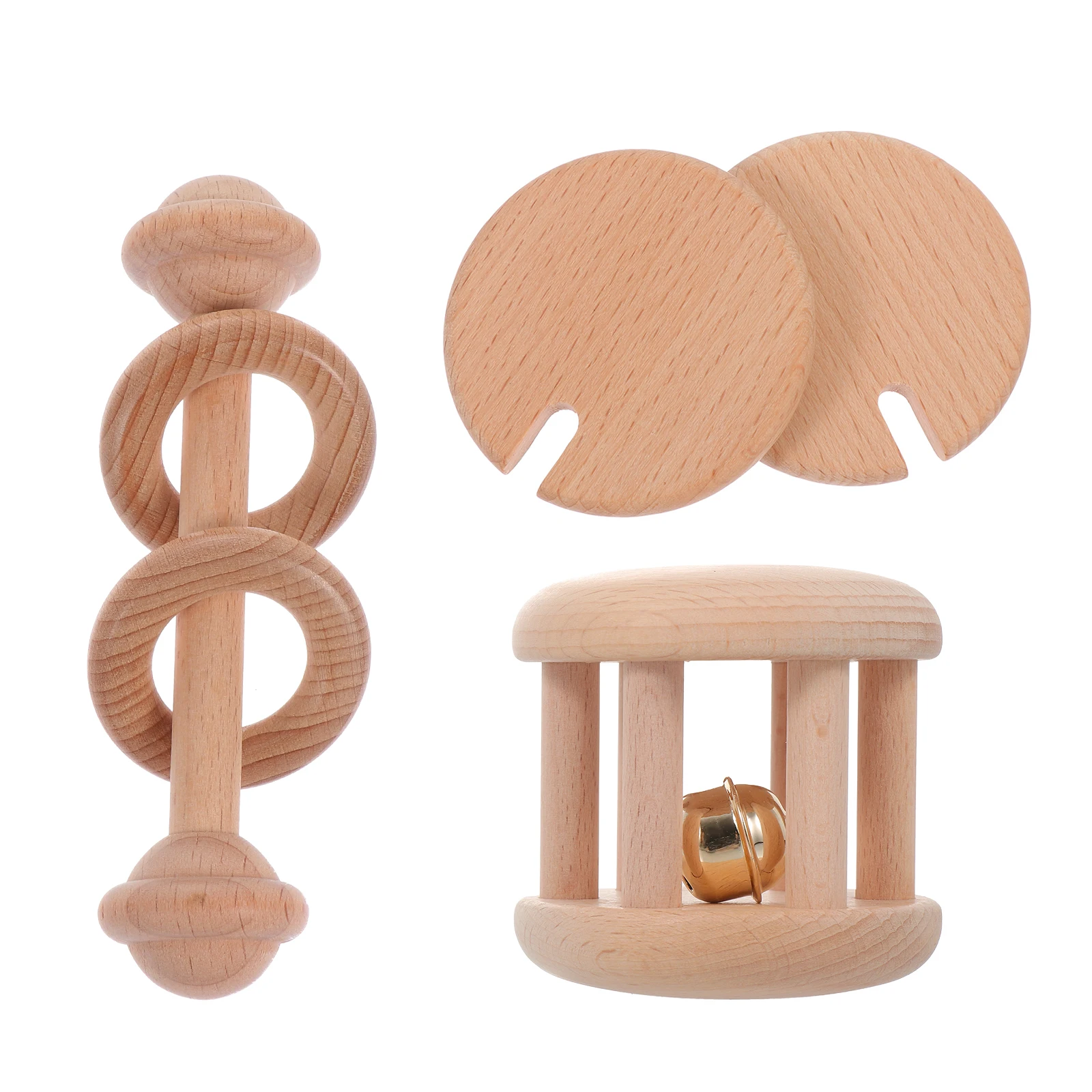 Juguete calmante para entrenamiento de dentición de agarre Molar de madera para bebé, desarrollo de habilidades motoras de mano, 3 uds.