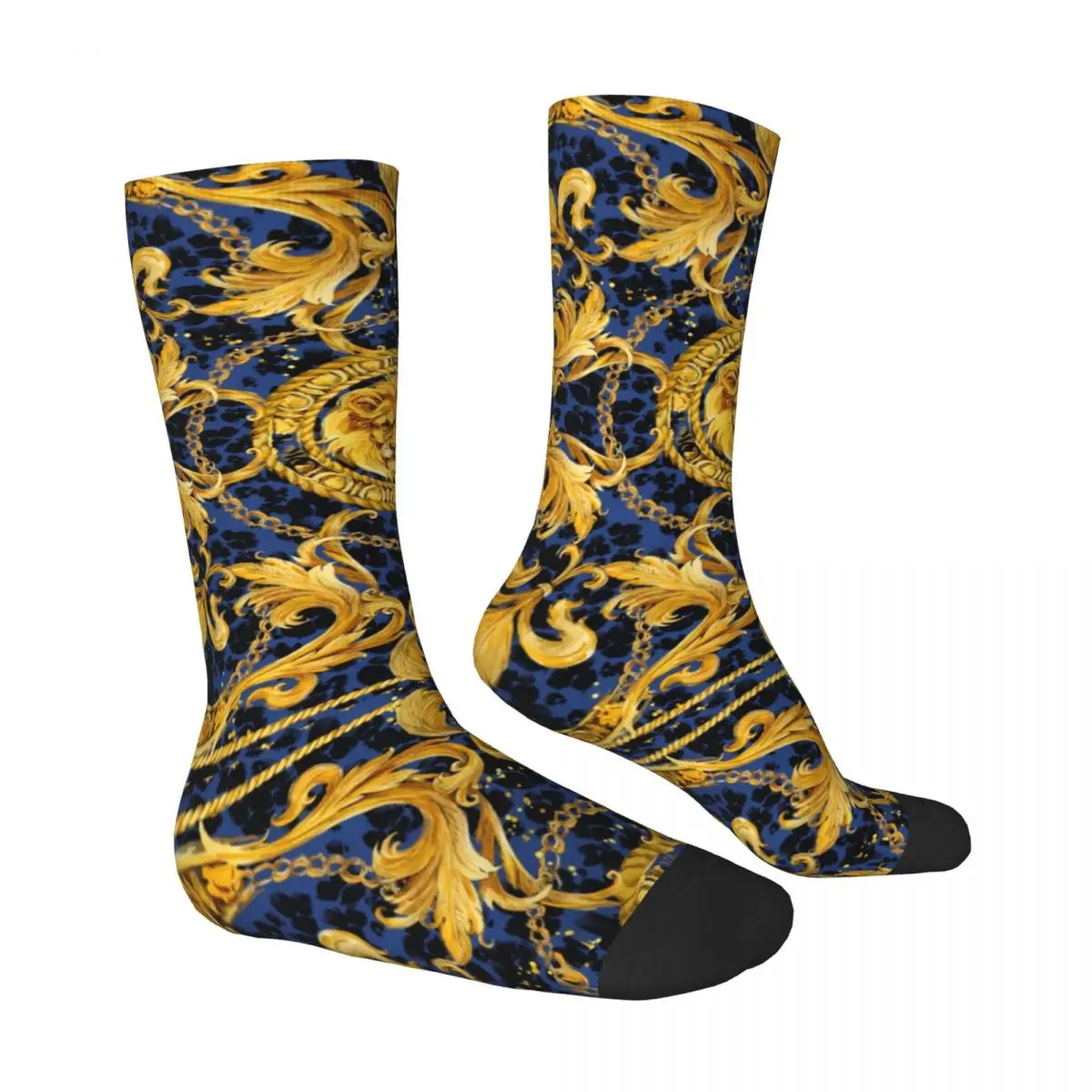 Golden Lion Socks Damask Ornaments Trendy Stockings Women Men Soft Breathable Outdoor Sport Socks Autumn Design Anti Sweat Socks