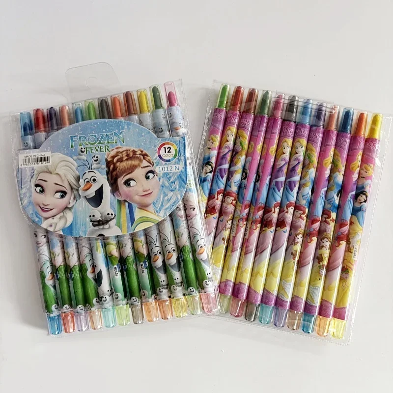 12 لون ديزني فروزن الطباشير الكرتون الأميرة إلسا طالب رسم أقلام القرطاسية المدرسية هدايا أعياد ميلاد للأطفال اللعب أقلام الطباشير #1
