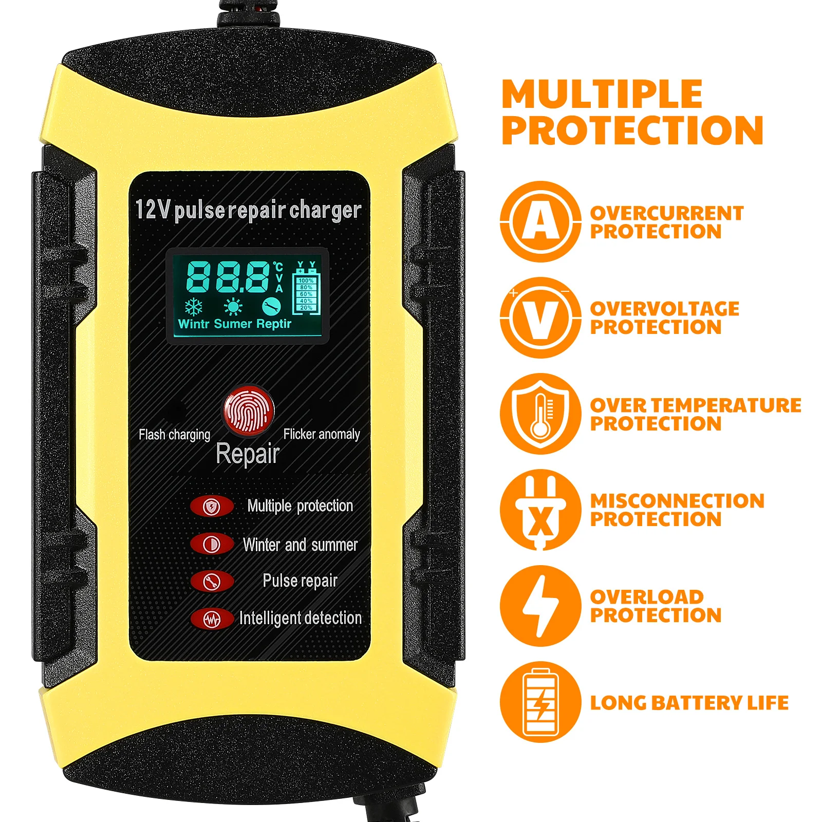 

12V 6A Car with Digital Display for Motorcycle ATV Automatic Temperature Detection Overcharge Protection