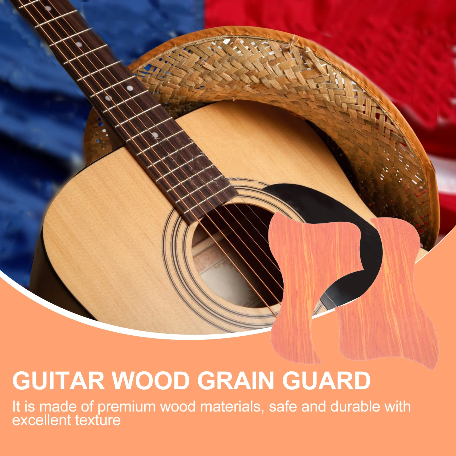 

2 Pcs Guitar Accessory Wood Grain Guard Plate Acoustic Double Accessories Guards for Guitars