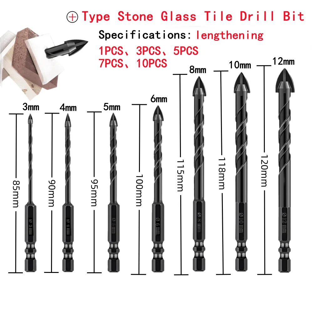 Cross Hexagon Tile Glass Cement Metal Ceramic Wood Plastic Hole Saw Triangle Alloy Drill Bit Size 3mm 4mm 5mm 6mm 8mm 10mm 12mm