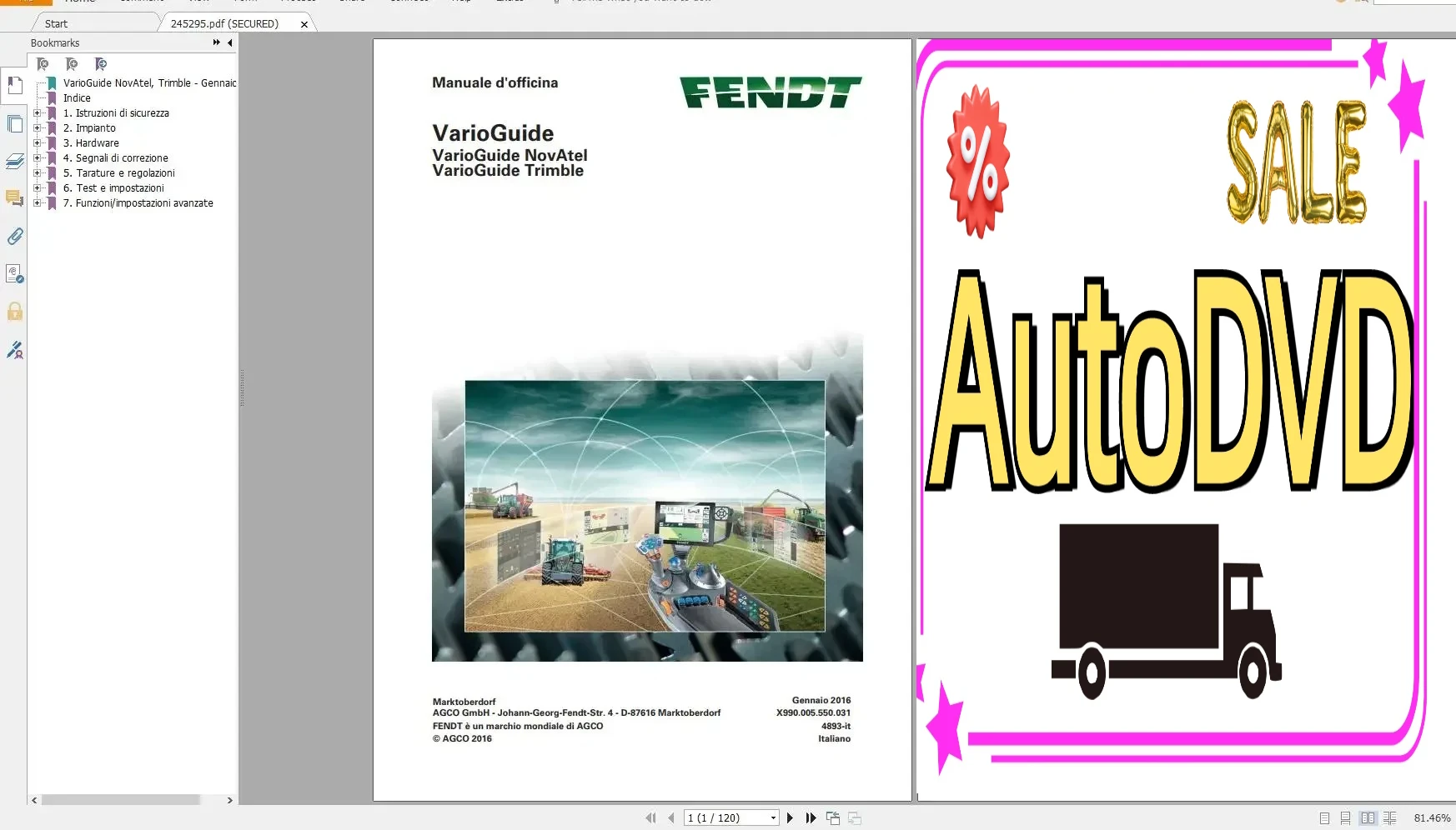 AutoDVD FENDT TRACTOR 17.1GB PDF Updated 2022 Diagrams, Operator Manual & Workshop Manuals ITALIAN
