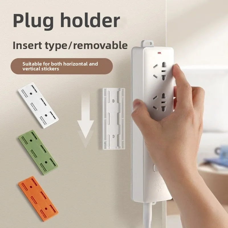 Soporte de regleta autoadhesivo, 5 uds., autoadhesivo, montado en la pared, enchufe libre, fijador adecuado para cocina y hogar
