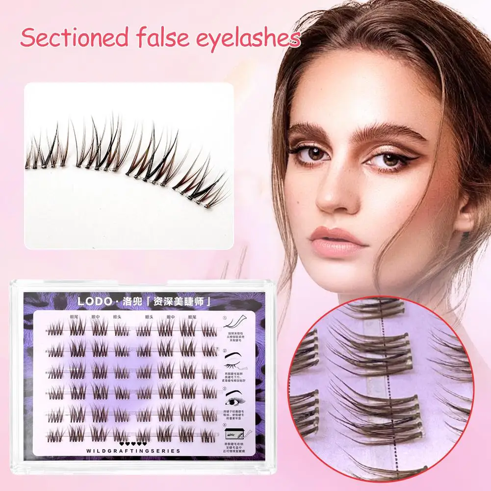 Braune Cluster-DIY-Wimpern, individuelles Volumen, falsche Cluster, braune Cluster, falsche schwarze Wimpern, farbiges Make-up und Wimpern A5F5