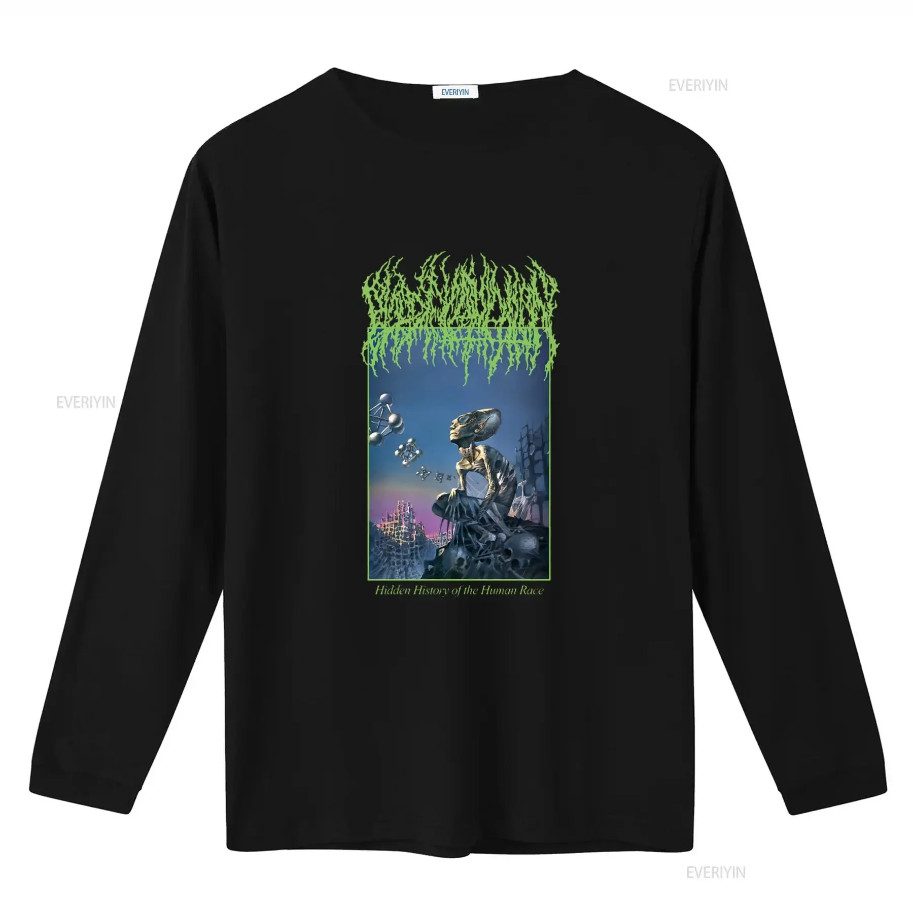 Blood Incantation Hidden History Of The Human Race T Shirt Alien Skeleton Design Full Sizes S 5XL vintage Washed graphic