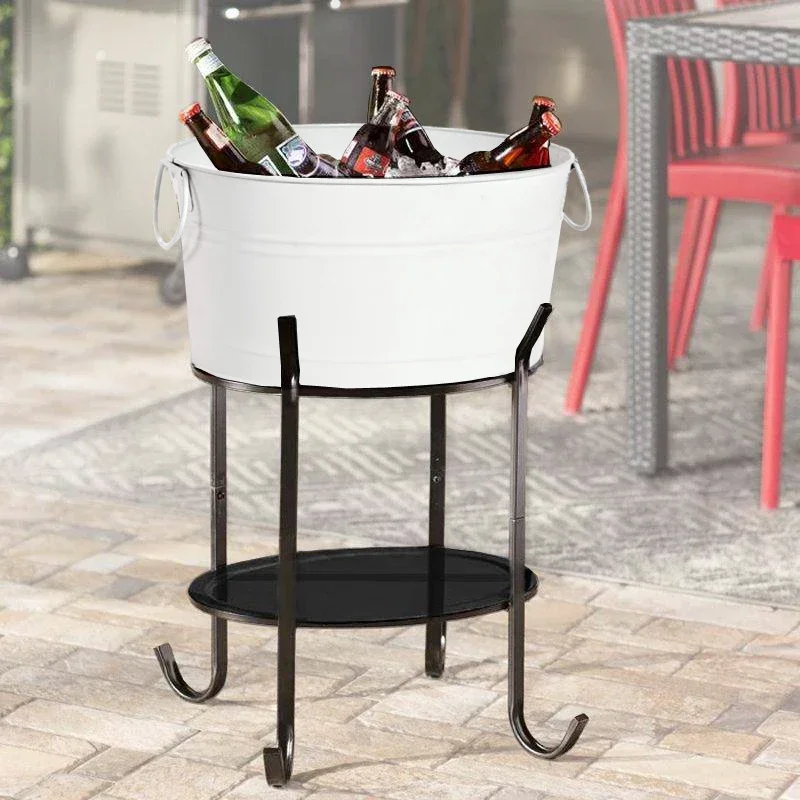 Retro Ice Bucket Rack Bar Commercial Outdoor Champagne Bucket Long Stainless Steel Red Wine Large Capacity