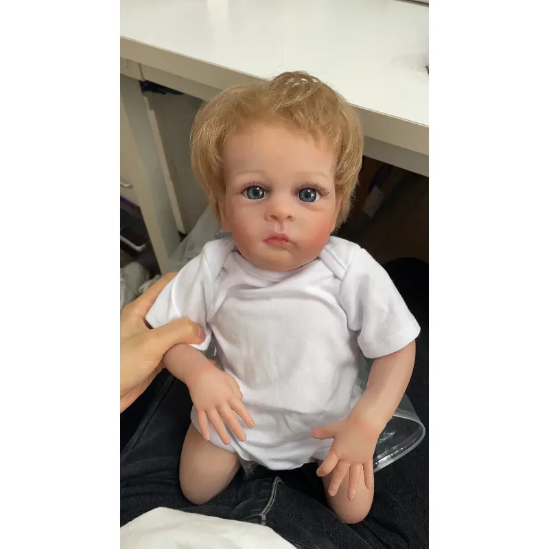 50cm odrodzone lalki Oskar prawdziwy obraz dotykowy miękka skóra 3D realistyczne ukorzenione włosy laleczka bobas wykończona lalka dla dzieci prezent