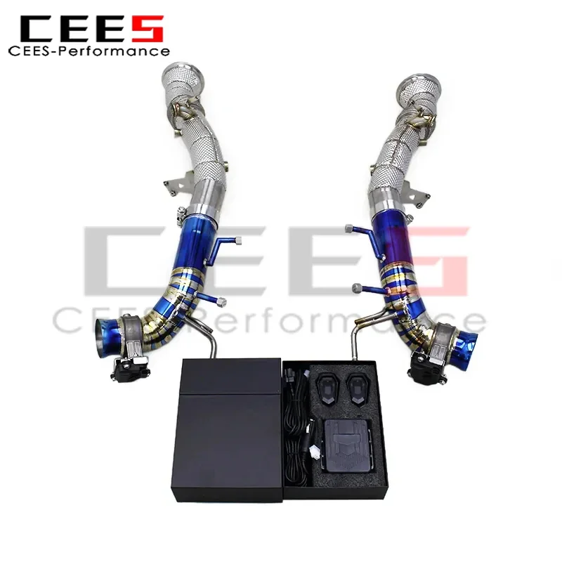 

cees Exhaust Downpipe Cat-back Pipe for Ferrari 296 GTB V6 3.0T 2021- Titanium Muffler Electric Valve Control Exhaust System