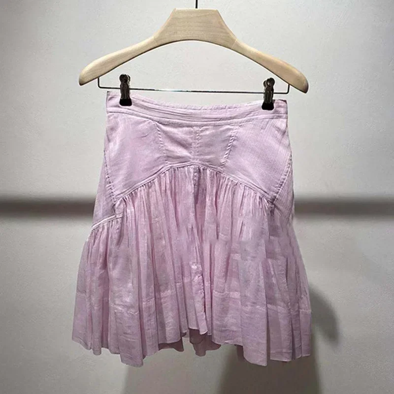 

Niche 23 new solid color A-line short skirt femininity fairy skirt closed waist half skirt