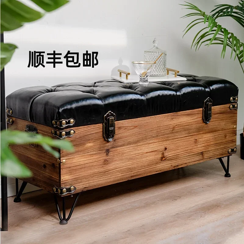 

storage stool rectangular household shoe changing can sit on sofa leather fitting room long strip storage