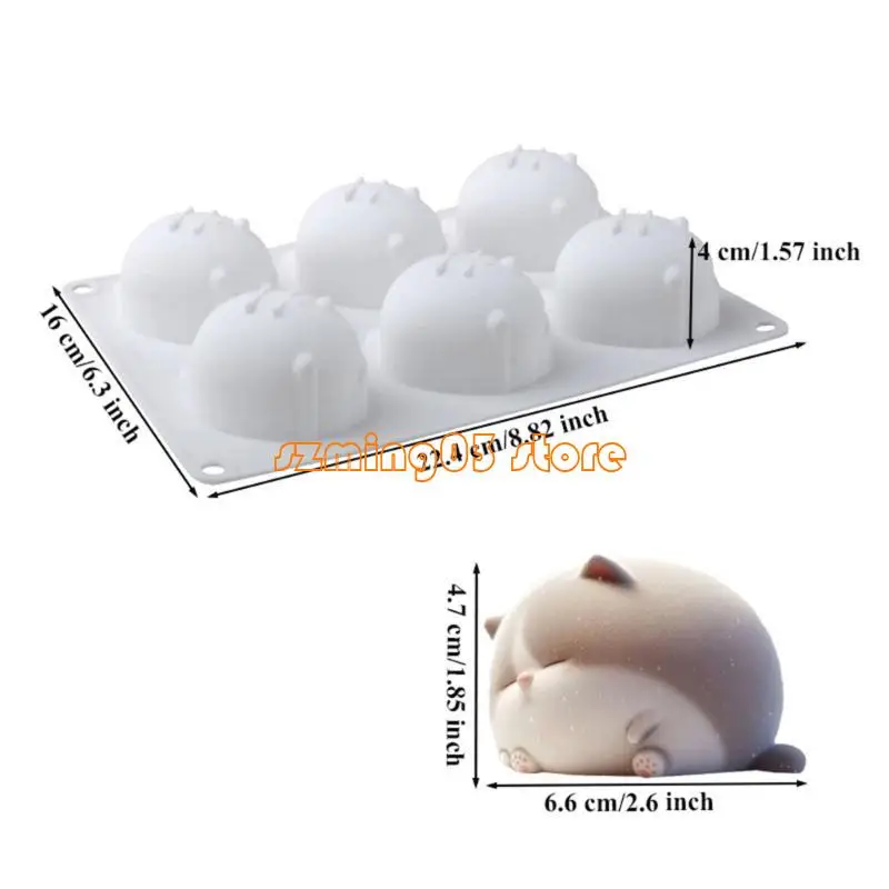 H9EC Flexible 6 Moldes silicona cavidades para gatos Chocolates y postres con temas perfectos para entusiastas del hogar