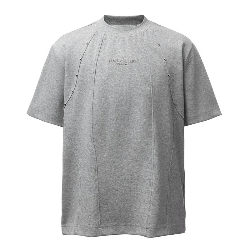 Rivet Patchwork Vintage Hip Hop T shirt Streetwear Vintage Harakuju Top Tees For Male Loose Fit