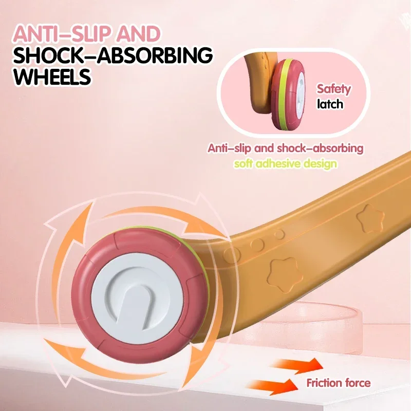 Trotteur à traînée pour bébé avec roue, jouet clignotant Musical Kawaii, marche à pousser pour tout-petits, activités multifonctions, jouet pour bébé de 0 à 12 mois