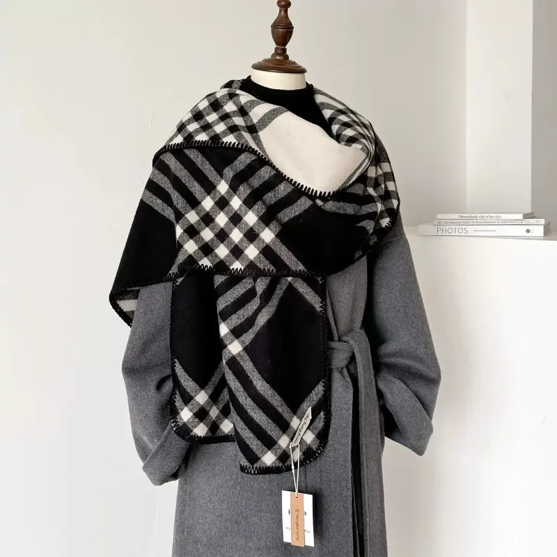 

Imitation cashmere scarf, women's autumn and winter Korean version, high-end plaid shawl, worn with 2025 new warm scarf