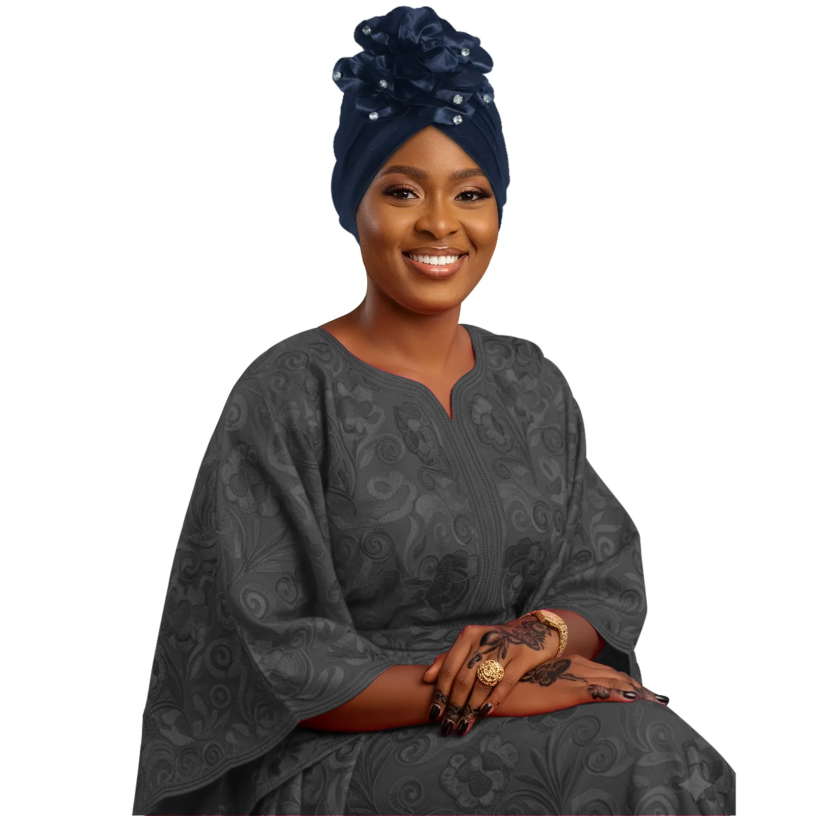 Donne Grande Fiore Strass Pieghettato Turbante Hijab Africano Gele Testa Wrap Beanie Chemio Cap per la Perdita di Capelli Musulmano Foulard Cappello Nuovo