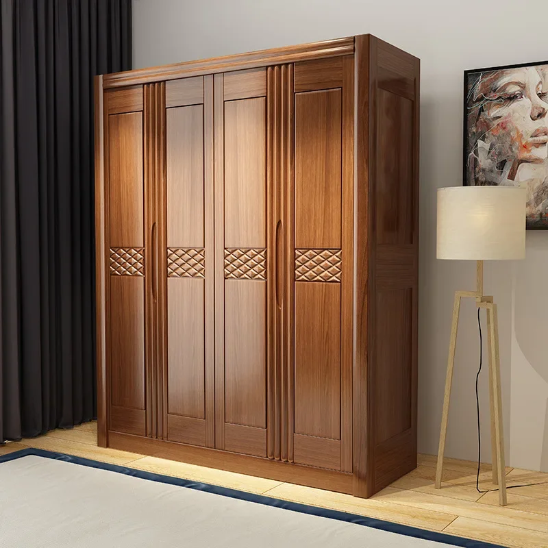 Classic Solid Wood Furniture Modern Bedroom Custom Closet Wooden Hotel Wardrobe