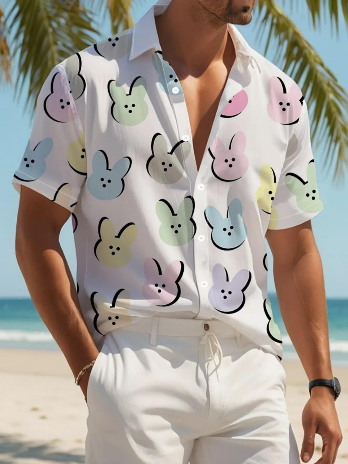 Men's Tropical Vacation Hawaiian Shirt Summer Fashion Casual Man Short Sleeve Print Lightweight Beach Party Shirts