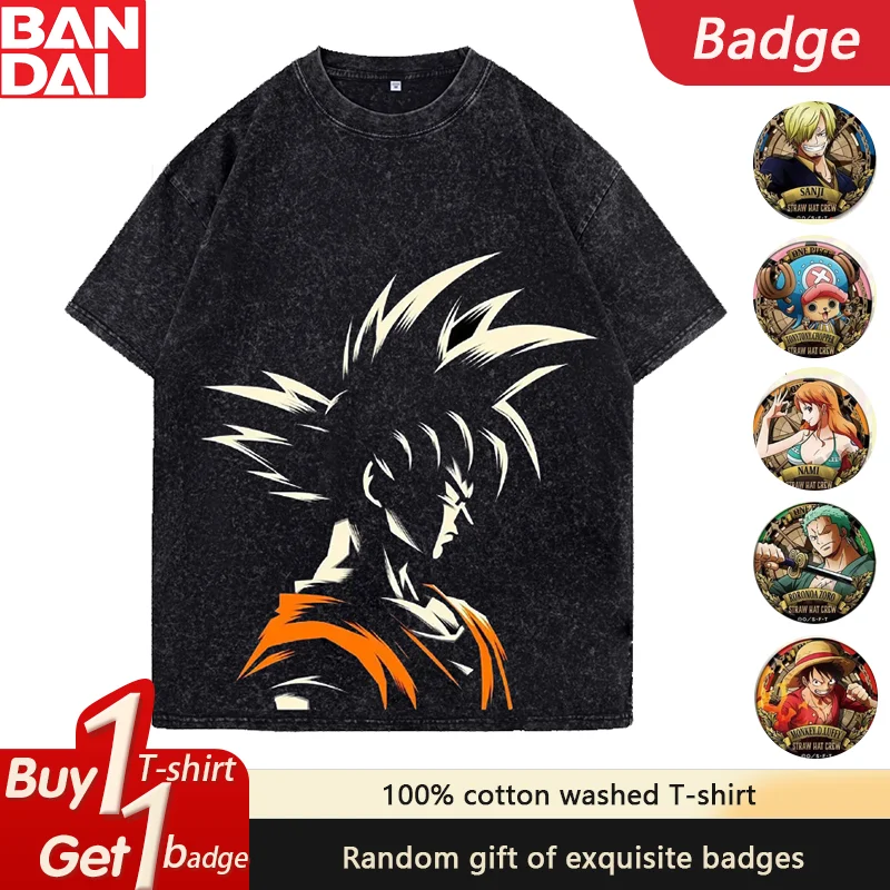 

Dragon Ball Goku Print Graphic T Shirt Man Summer Y2k Clothes Short Sleeve Tee Vintage Washed Women Oversized T-shirt Gym Tops