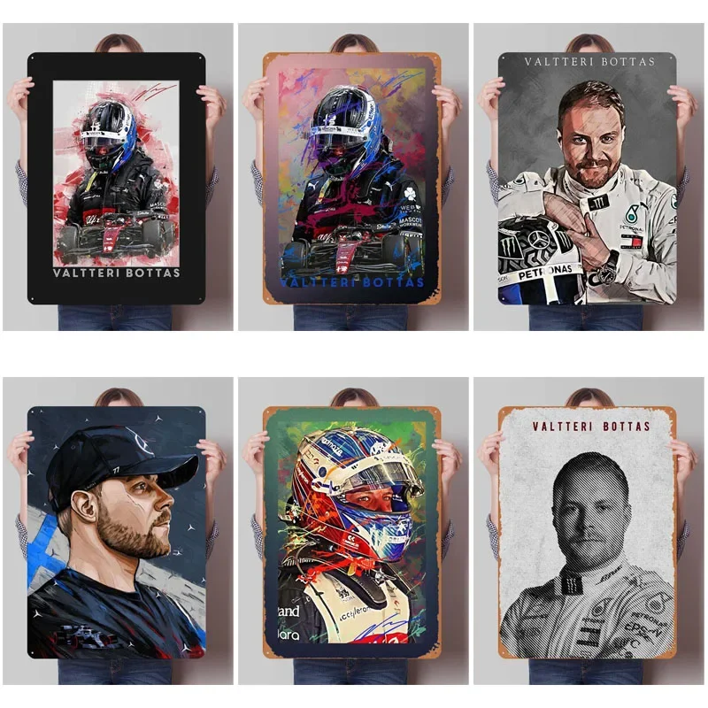 

Valtteri Bottas Metal Sign Racing Poster Wall Decor Living Room Decor Men Retro Tinplate Sign for Wall Art Decoration Interior