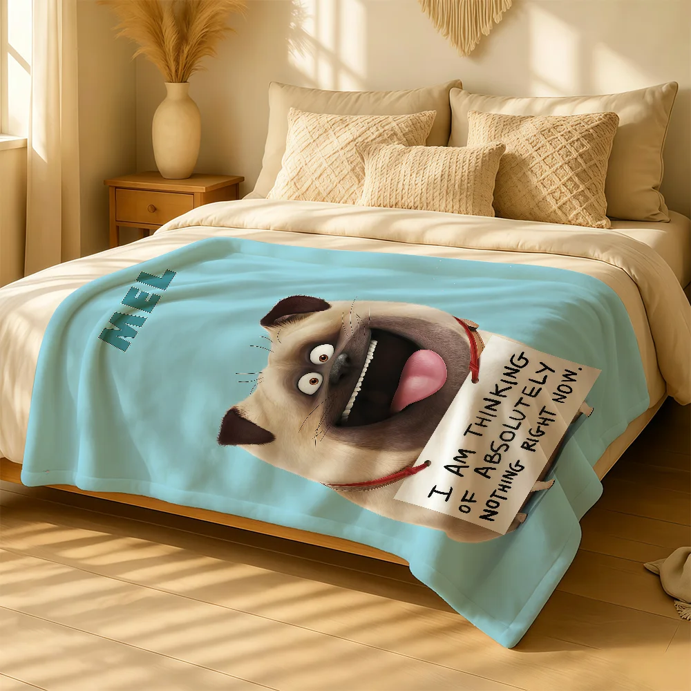 Cartoon S-SECRET L-LIFE OF P-PETS Blanket For Soft Warm Knee For Bedroom Living Room Bed Sofa Camping Picnic Office Gift