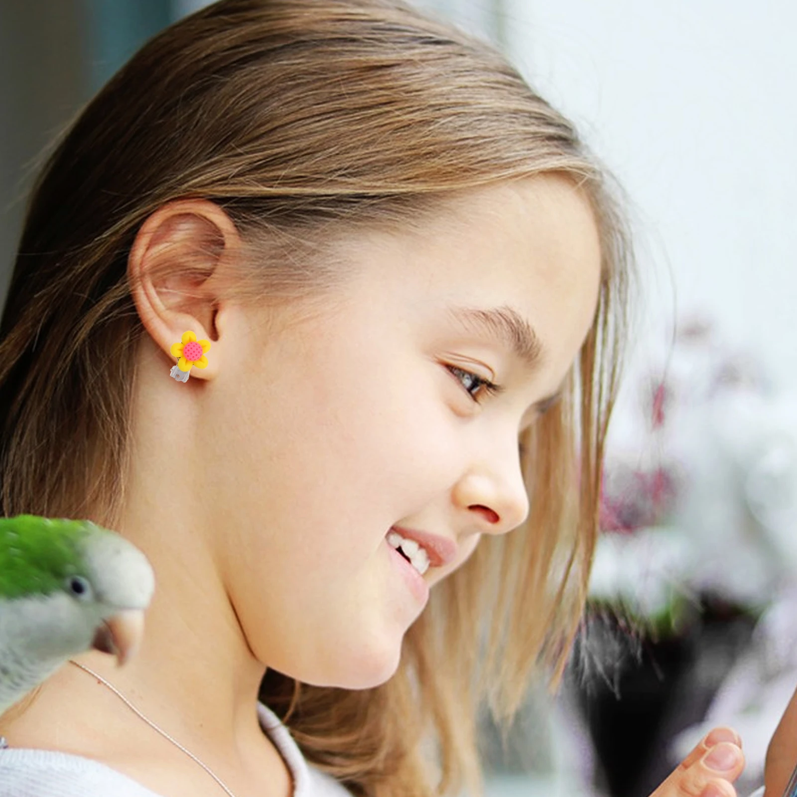 

30 Pcs Children's Ear Clip on Earring Jewelry Earrings Dangle for Girls Clipon Teen The Flowers Clips Kids Cute Cartoon