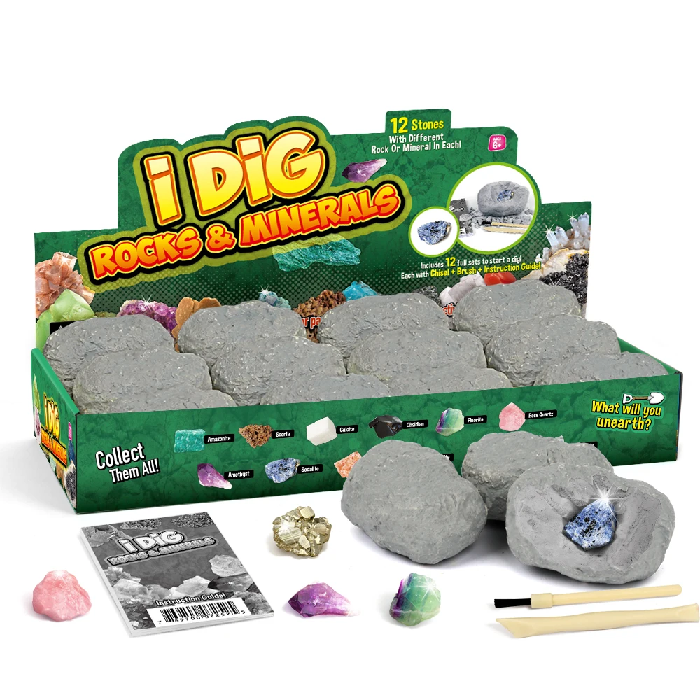 Educational Toy Rocks & Minerals Archaeology Geology Dig Kit Gemstone Excavation Kit STEM Toy Christmas Birthday Gifts For Kids