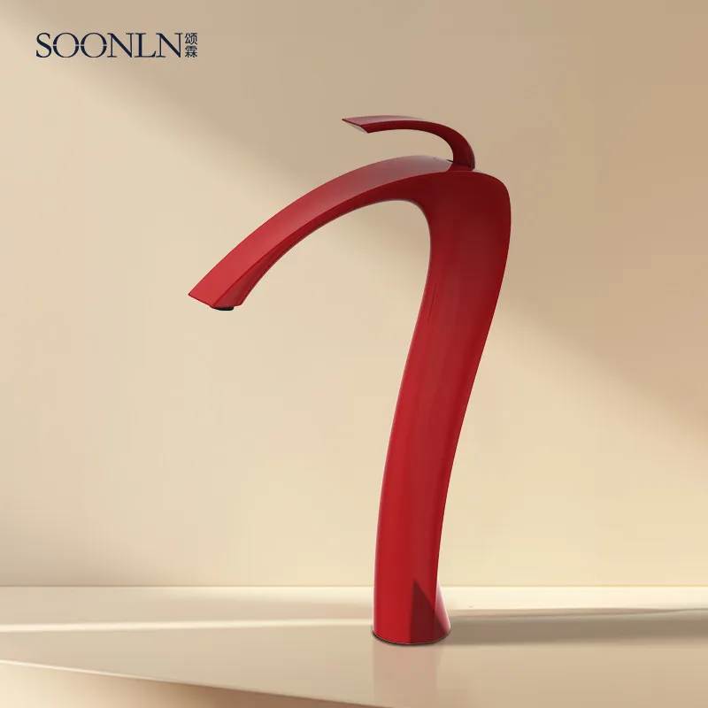 Shower room basin faucet, red version, hot and cold faucets, washbasin, all copper water faucet