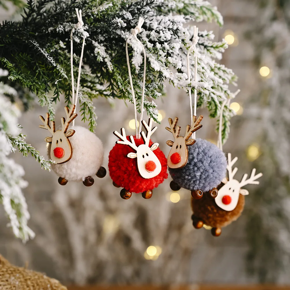 

5PCS Christmas New Year Decoration Felt Deer Pendant Creative New Deer Pendant Christmas Tree Decoration Supplies