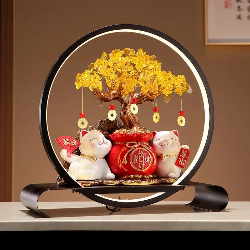 

Lucky Cat Lantern Circle Lucky Money Tree Ornament Living Room Decoration housewarming opening gift