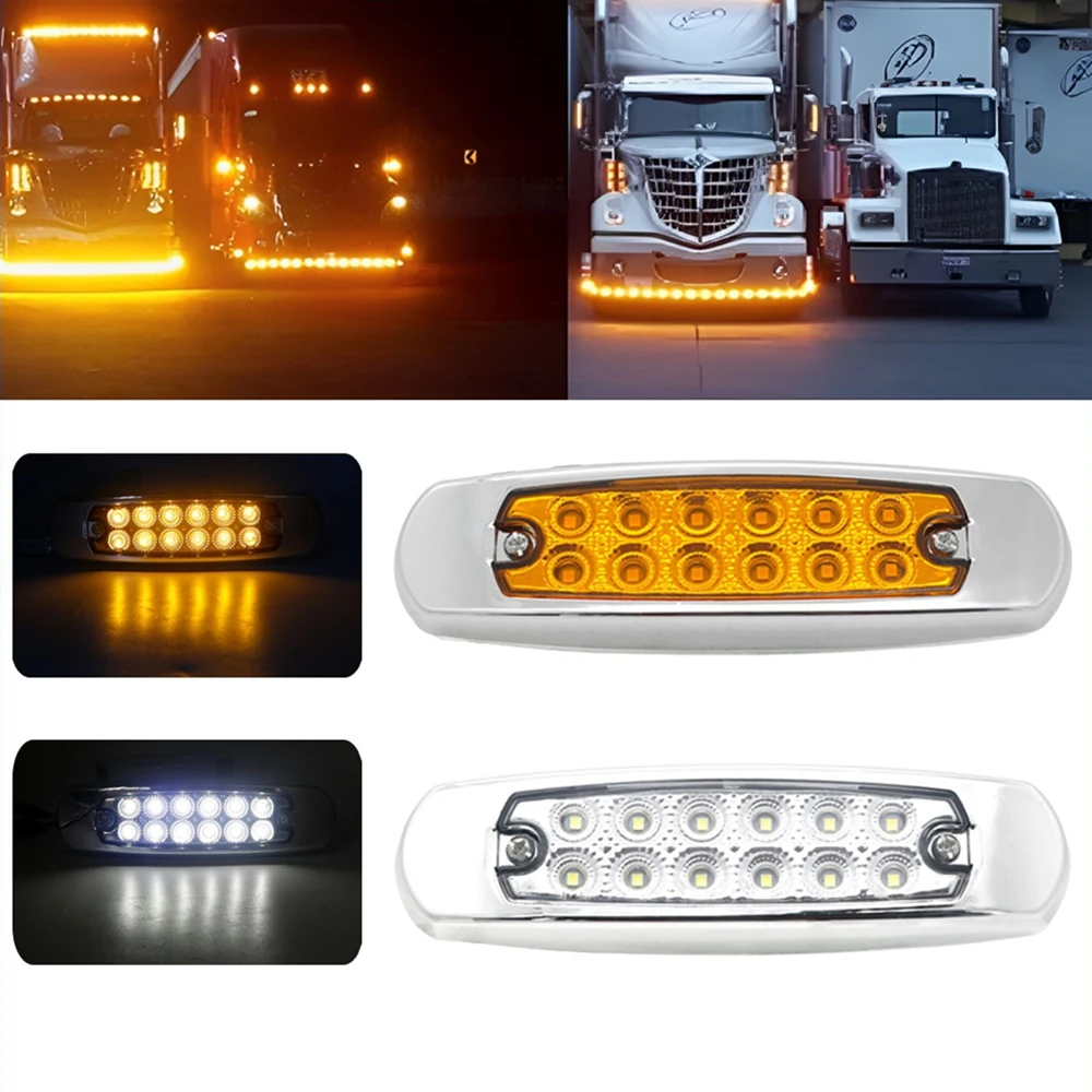 

2/6pcs LED 12V 24V Car Trucks LED Side Marker Clearance Thin Light Chrome Auto Truck Trailer Lorry Caravan Bus Van Boat Caravan