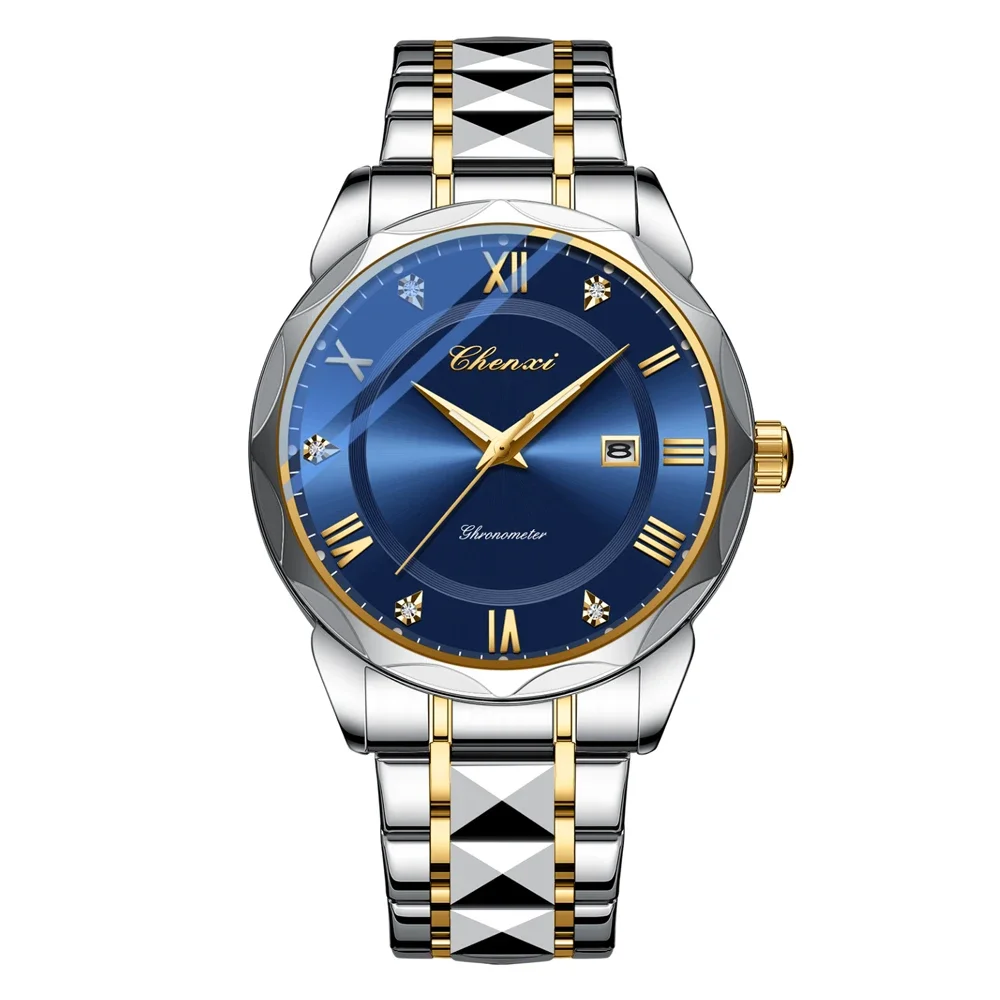 Fashion Chenxi Top Brand Casual Business Calendar Big Dial Full Stainless Steel Men Quartz Waterproof Watch