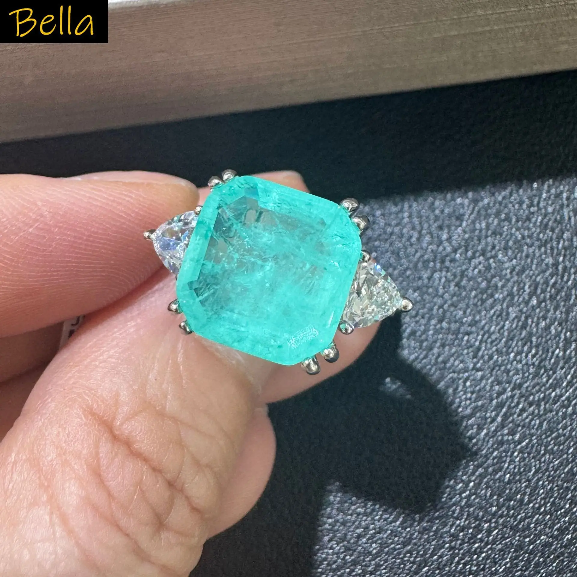 

Paraiba Style Turquoise Yellow CZ Ring Large Statement Ring for Party and Daily Wear