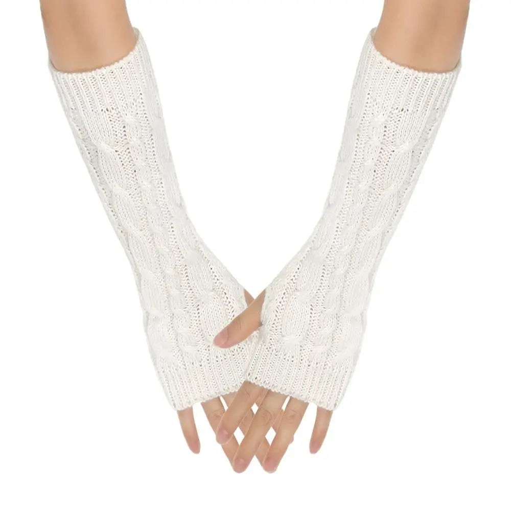 Fingerless Arm Sleeves Gloves Twists Decorative Pattern Soft Material Arm Warmers Warm Knitted Arm Sleeve Gloves Outdoor