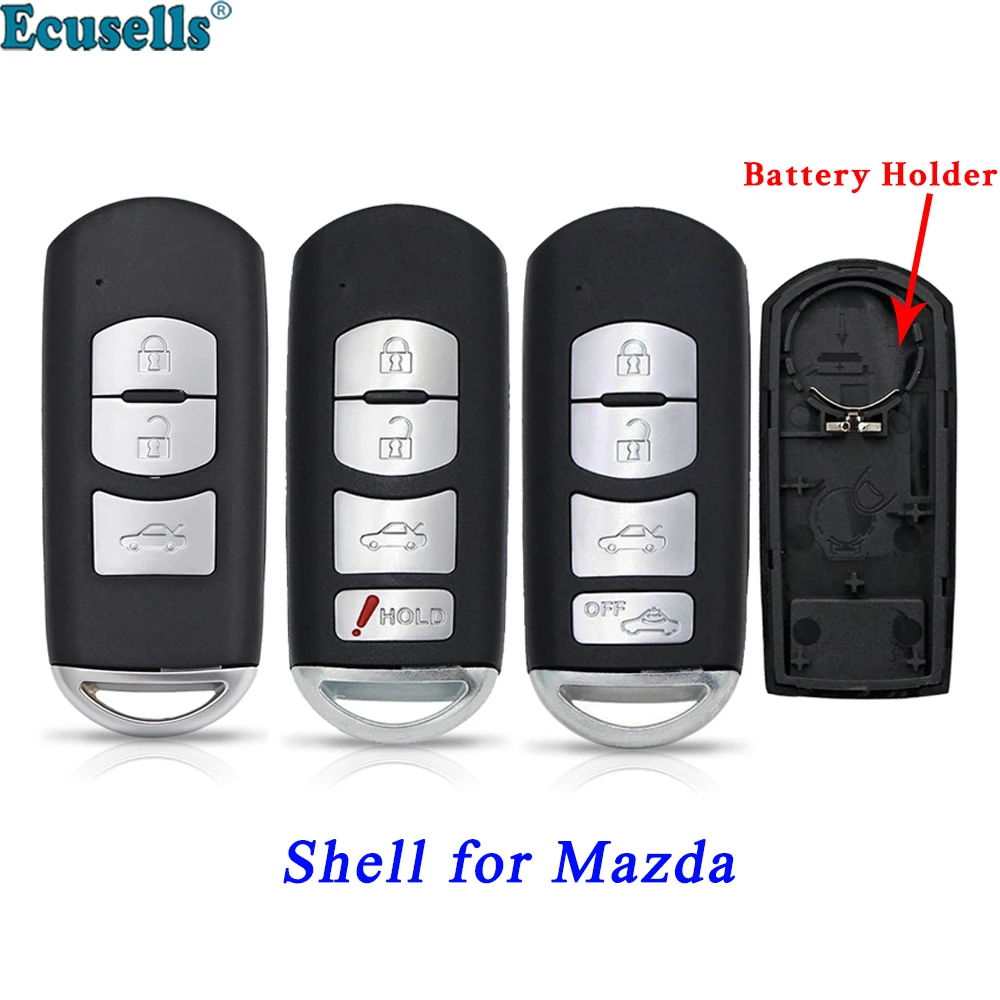 Ecusells 2/3/4 Buttons Replacement Remote Key Shell Case Fob for Mazda 2 3 CX-5 with Insert Key