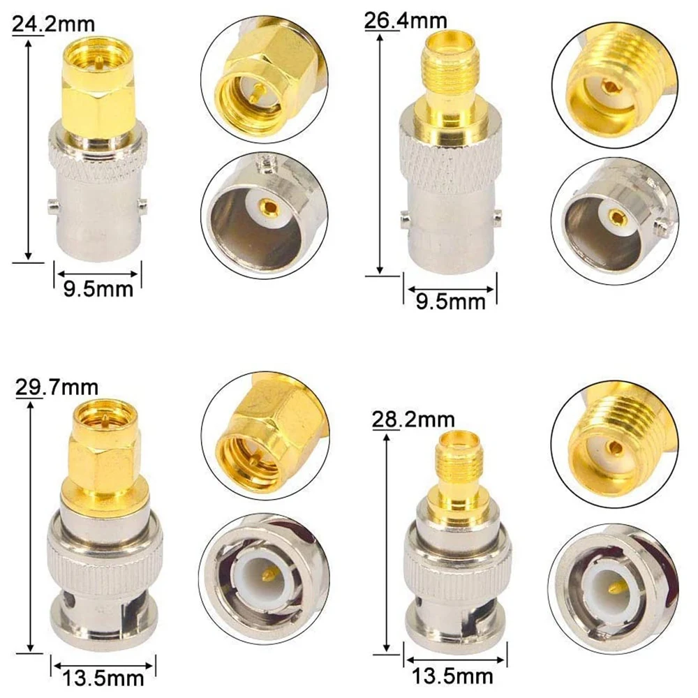 SMA to BNC Kits 2 Set RF Adapter Connector Kits for SDR Ham Radio Baofeng UV-5R UV82 V-5R5 Two Way Handheld Radio