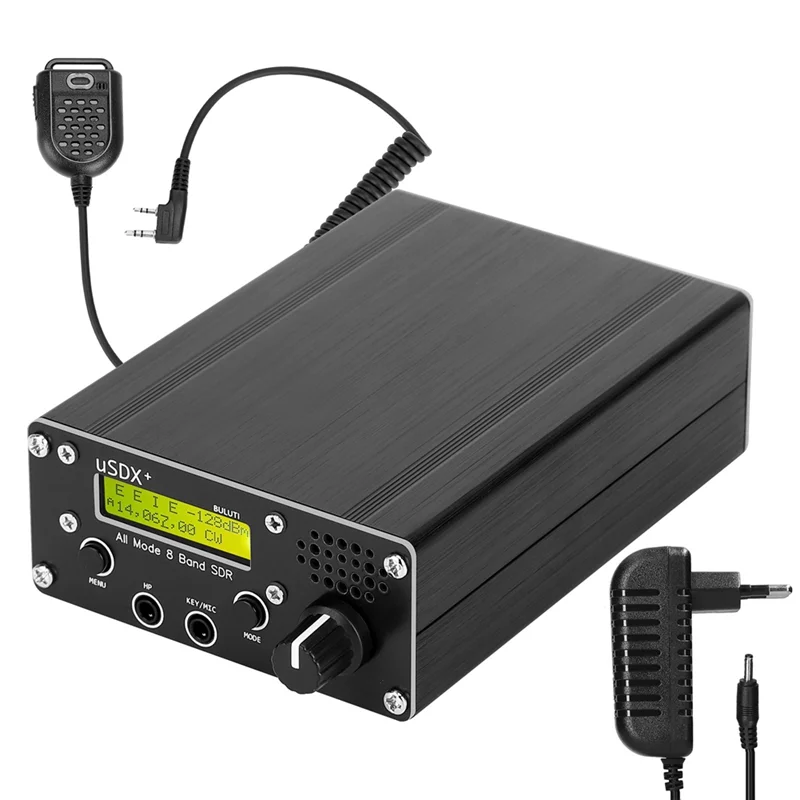 USDR USDX+ Plus V2 10/15/17/20/30/40/60/80m 8 Bands SDR High Frequency SSB QRP Transceiver BNC Interface Eu Plug