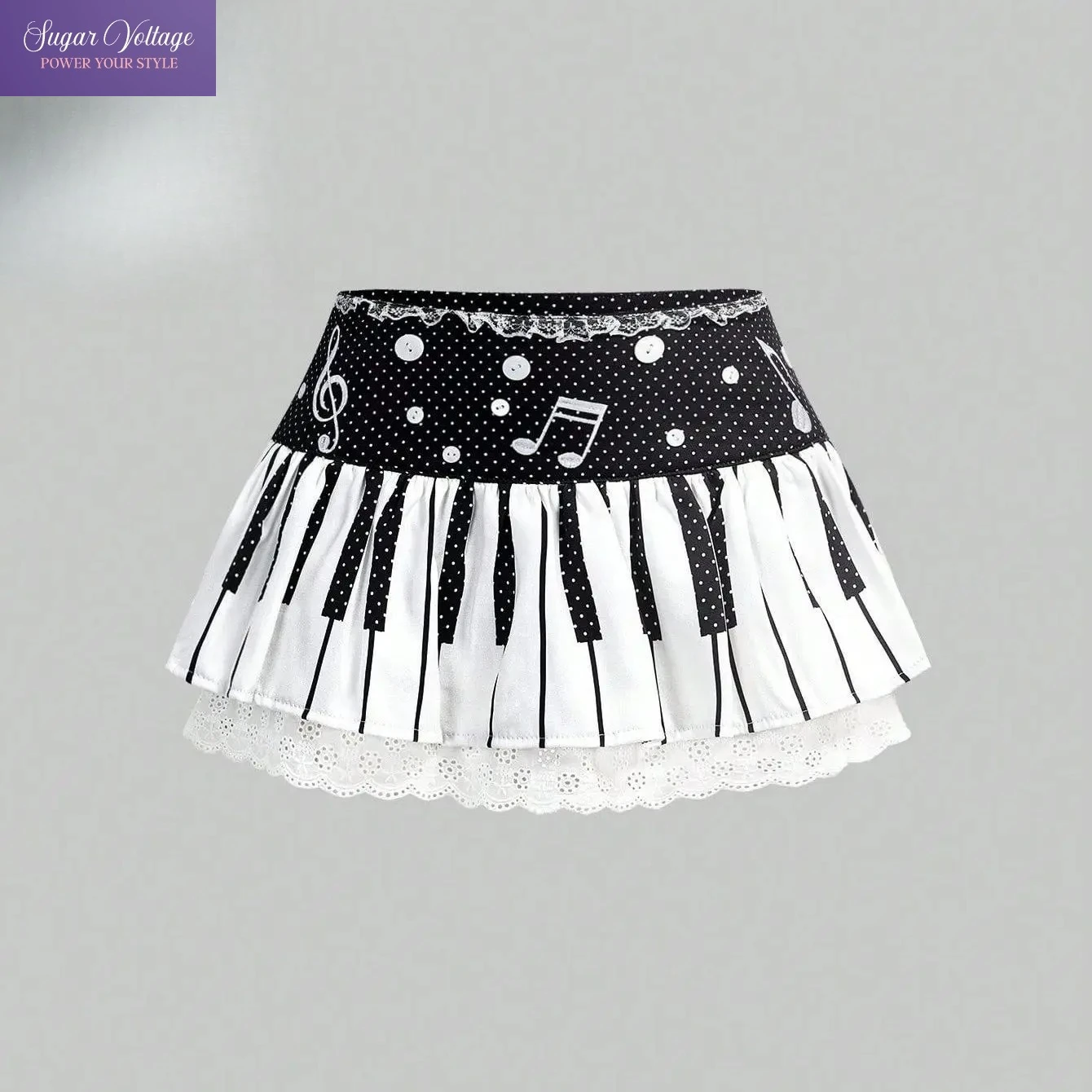 

Японская субкультурная панк-мини-юбка для женщин, с высокой талией, оборками, в горошек, с кружевом, многоярусная, в стиле Harajuku, модный наряд