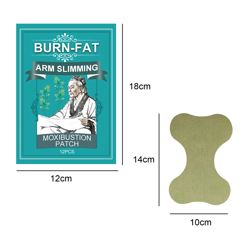 12pcs Extra Strong Fat Burning Patch Thin Arm Patch Fat-removing Warm Moxibustion Hot Compress Moxibustion Patch
