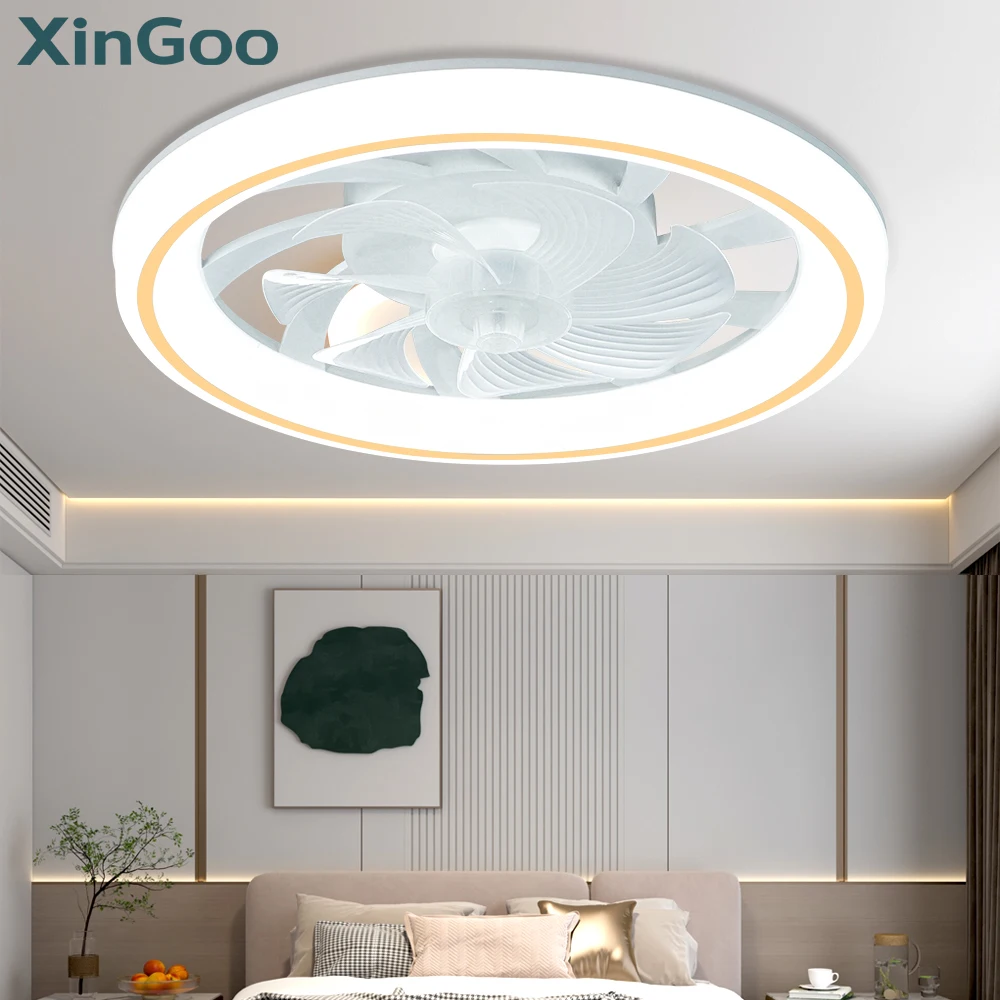 Intelligenter LED-Deckenventilator mit Fernbedienung und Beleuchtung, Moderner Geräuscharmer LED-Deckenventilator für Wohnzimmer und Schlafzimmer