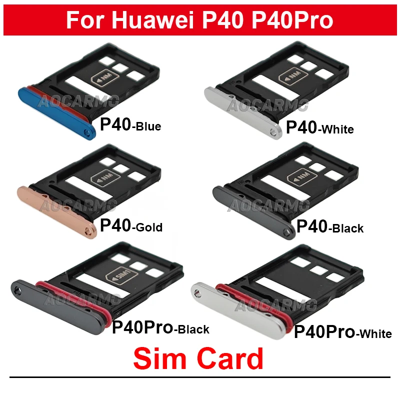 For Huawei P4 Pro P40Pro Black Blue White Gold SIM Card Tray Slot Holder Replacement Parts