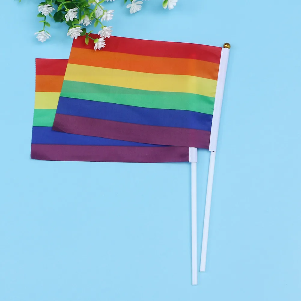 24pcs Mini Handheld Waving Flags 14x21cm Lightweight Polyester Pride Flags for Events