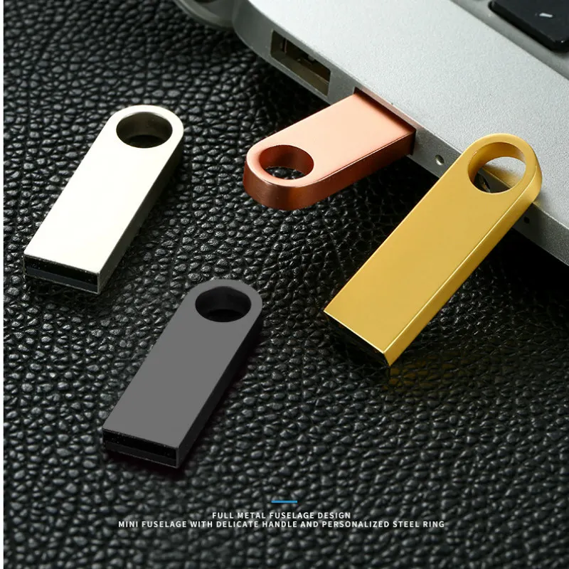 10PCS/LOT Real Capacity 128GB 64GB 32GB 1GB 4GB 8GB Metal USB Flash Drive Mini Memory Stick Pendrive Keyshain USB Flash Drive