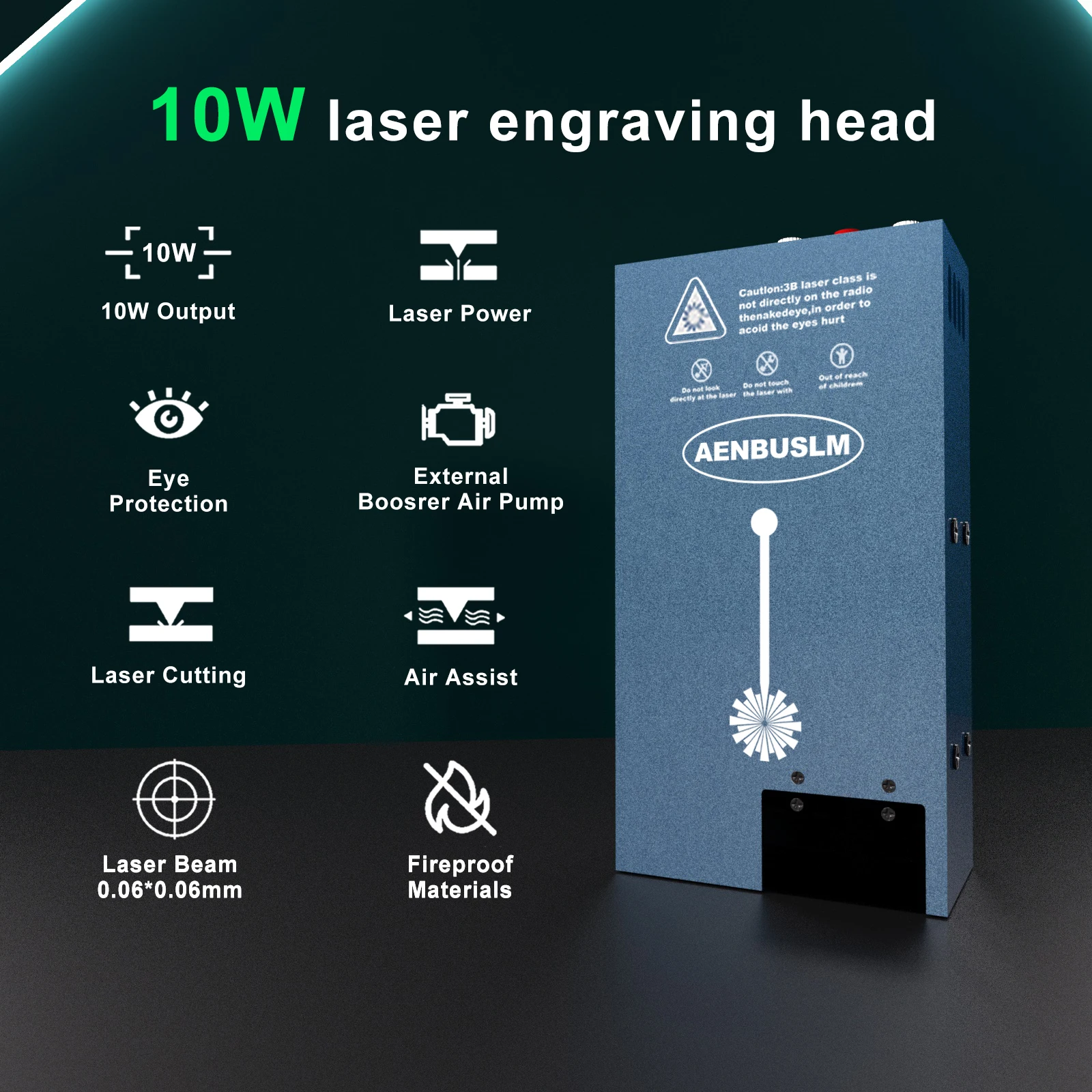 AENBUSLM Laser Module 10W Built-in Air Blowing Pump For CNC Laser Engraver Wood Cutting DIY Laser Tools 450nm Laser Head