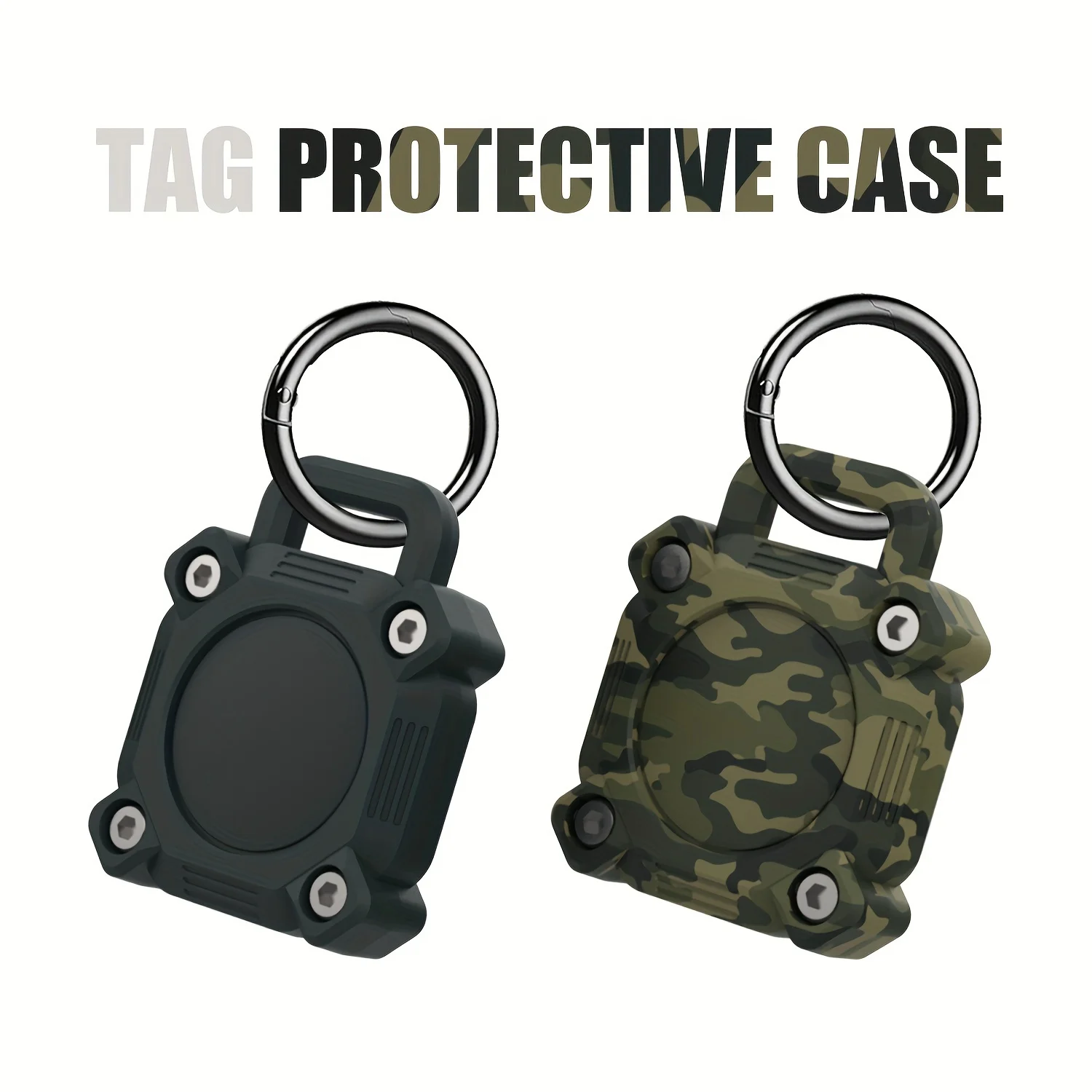 Portable label box fully covers and hides PVC hard shell, suitable for dog collars, backpacks, keys, suitcases-black/camouflage