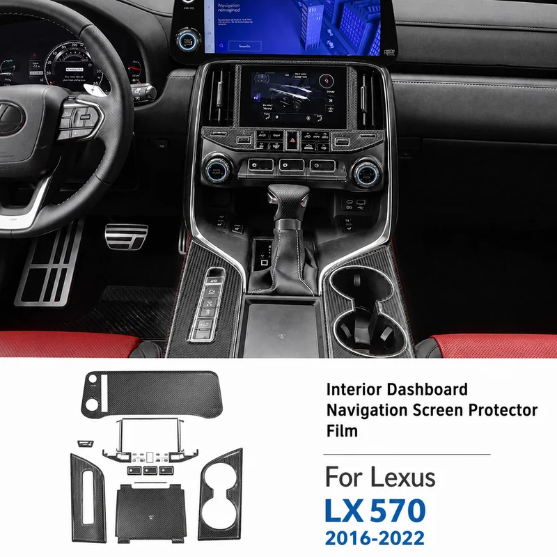 For Lexus LX570 2016-2022 Interior Dashboard Navigation Screen Protector Film, Modified Center Console Protective Film