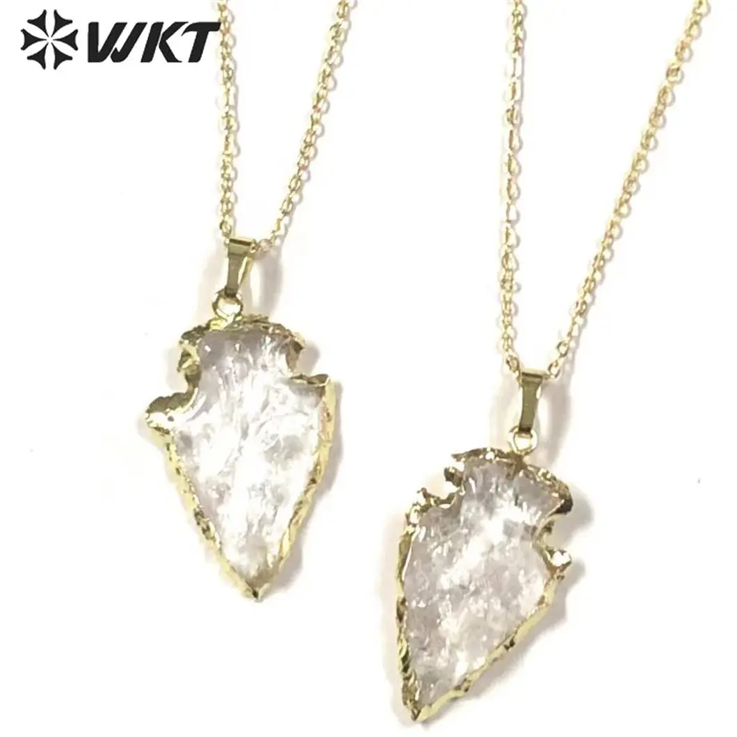 

WT-N1330 WKT Procurement bright Quartz crystal arrow pendant collocation Gold O chain The necklace Gorgeous lady jewelry