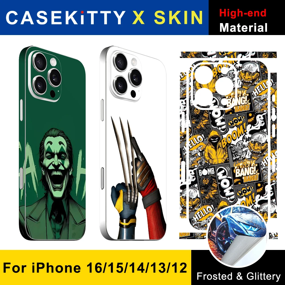 

CASEKiTTY Skin For iPhone 16 Pro Max Sticker 15 14 Plus Back Film 13 12 Mini Protective Decal Wrap Side Back Screen Protector