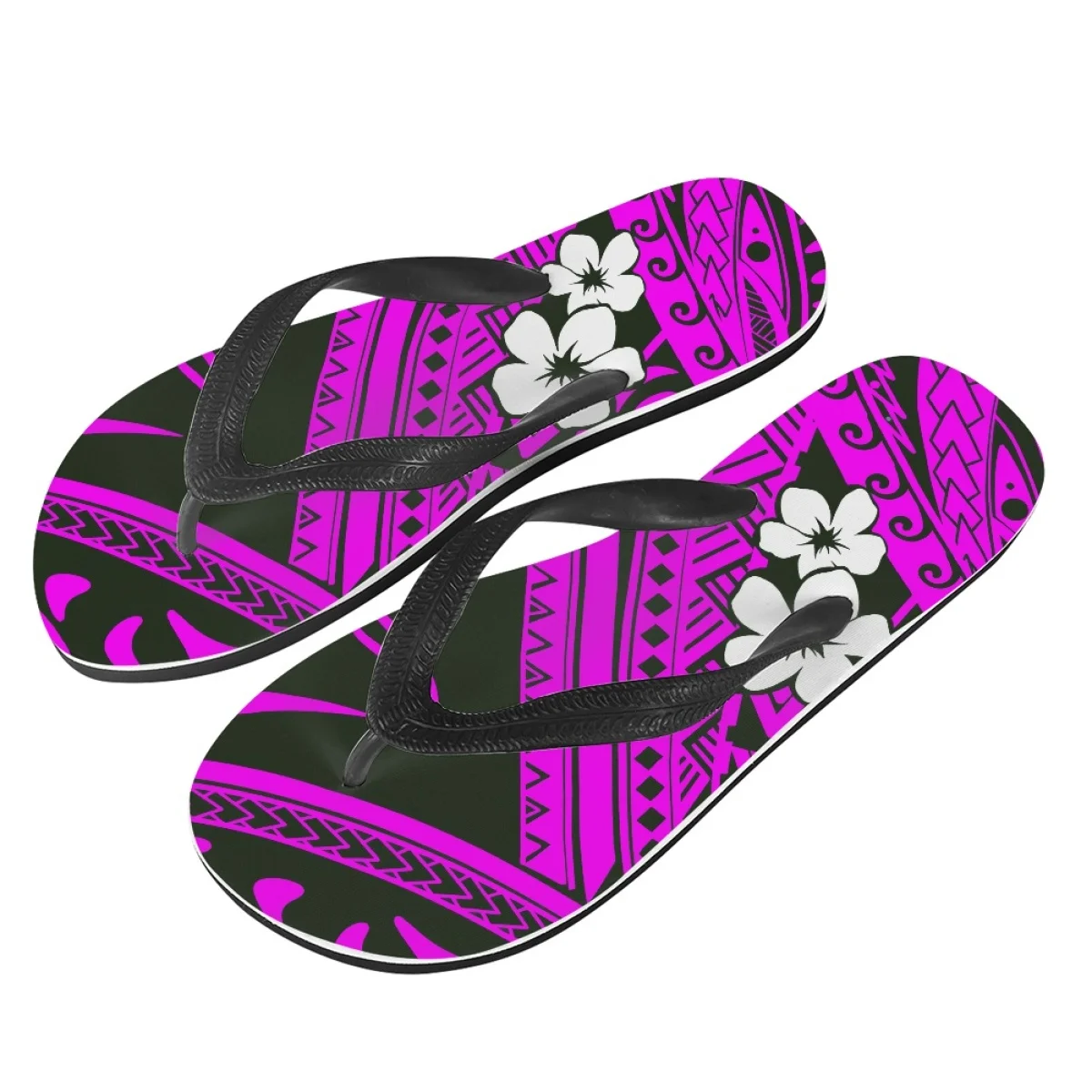 Polynesian Tattoo Plumeria Cartoon Pattern Flip Flops Ladies Fashion Simple Seaside Holiday Summer Slippers Dormitory Sandals