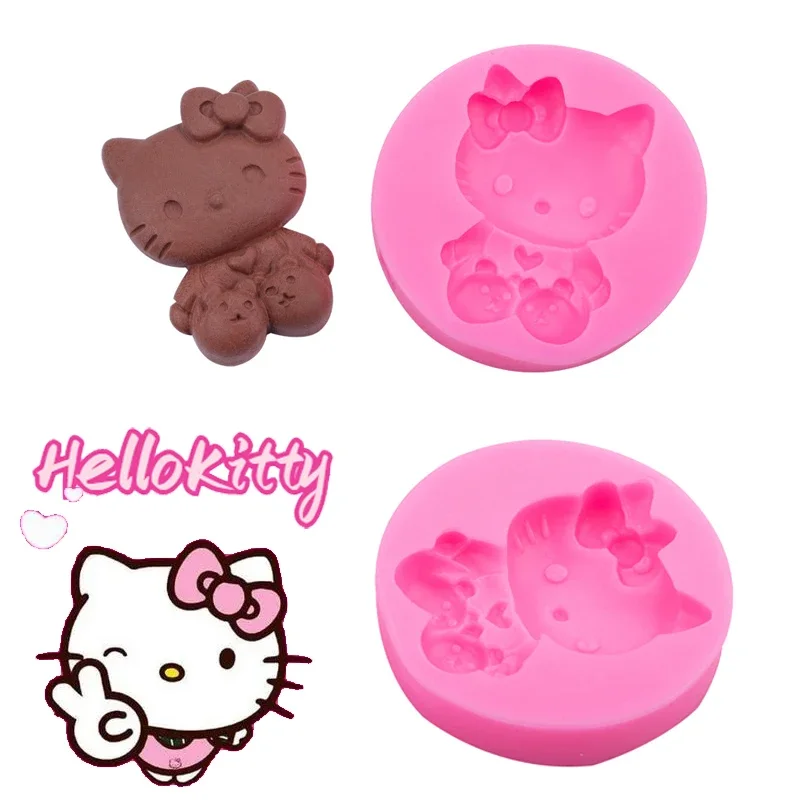 Hello Kitty Cake Mold Cartoon Cute Silicone Baking Accessories DIY Chocolate Cake Mould Kitchen Handmade Decorations Baking Tool